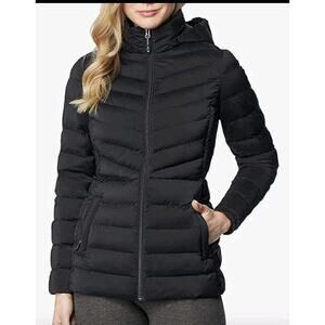 32 Degrees Heat Women's Hooded Black Quilted Puffer Jacket Coat Size M Winter
